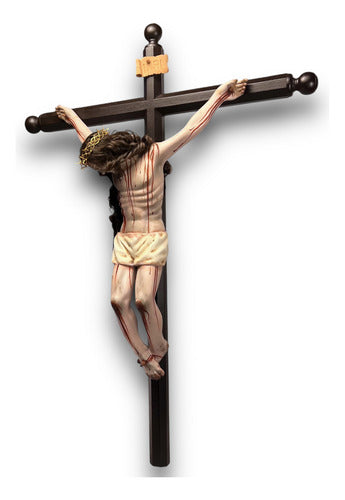 Cristo Muerto Tallado En Madera Acabado Bruñido 77cm