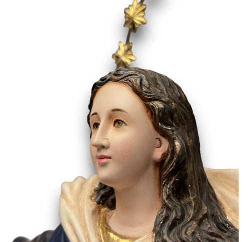 Asunción De La Virgen María En Madera Y Hoja De Oro 54cm