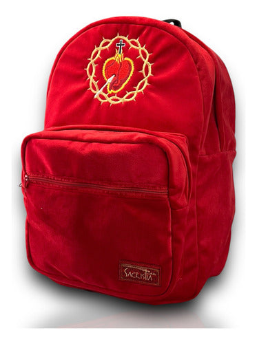 Mochila Sacristía Bordada Corazón De Jesús