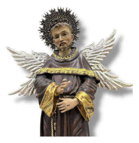 San Francisco De Asís Seráfico Tallado En Madera 36cm
