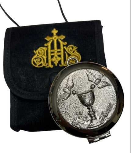 Set Porta Relicario Y Píxide Niquelado Ministros Eucaristía