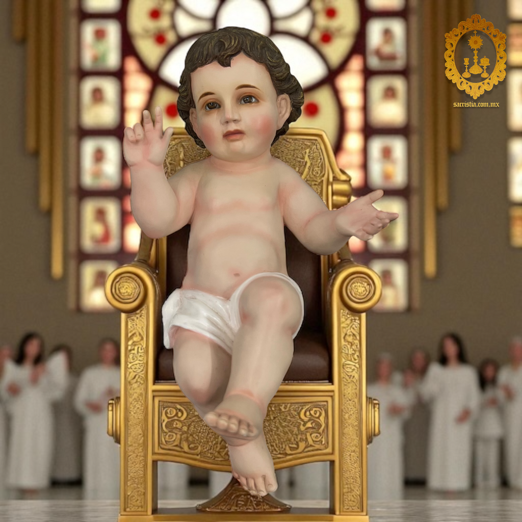 Niño Dios Talla En Madera De Cedro Rojo 22cm