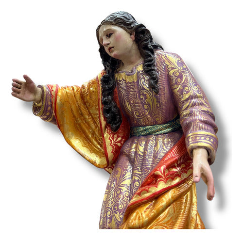 Calvario Tallado En Madera Decorado Con Oro Fino 77cm