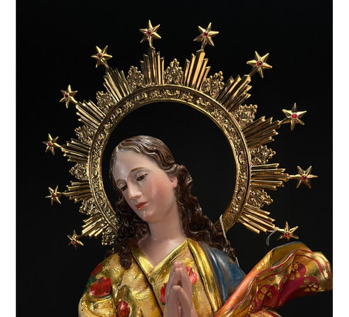 Inmaculada Concepcion De Maria  Talla  Madera 87cm Oro Fino