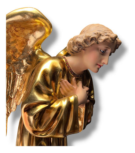Par De Ángeles Custodios Finos Con Hoja De Oro Fina 69cm