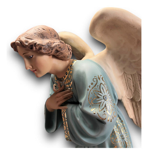 Par De Ángeles Custodios Finos Con Hoja De Oro Fina 69cm