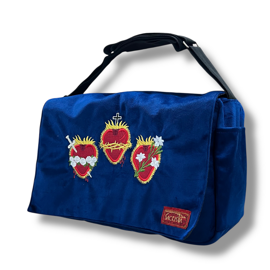 Sacri Mochila Mensajero Bordada Tres Corazones