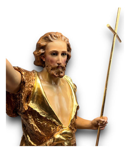 San Juan Bautista 105cm Hoja De Oro Óleo