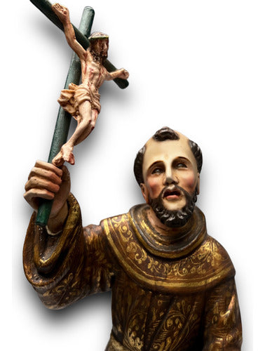 San Francisco De Asis Talla En Madera Con Hoja De Oro 30cm