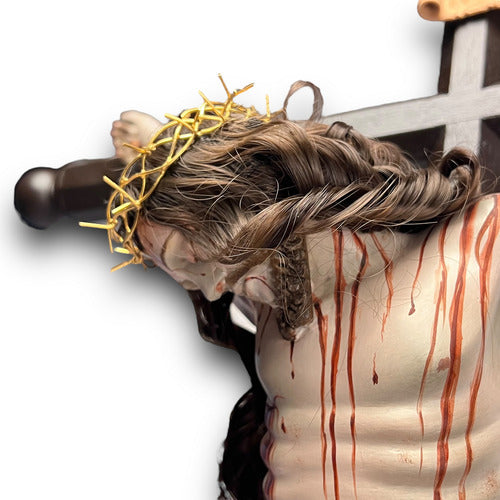 Cristo Muerto Tallado En Madera Acabado Bruñido 77cm