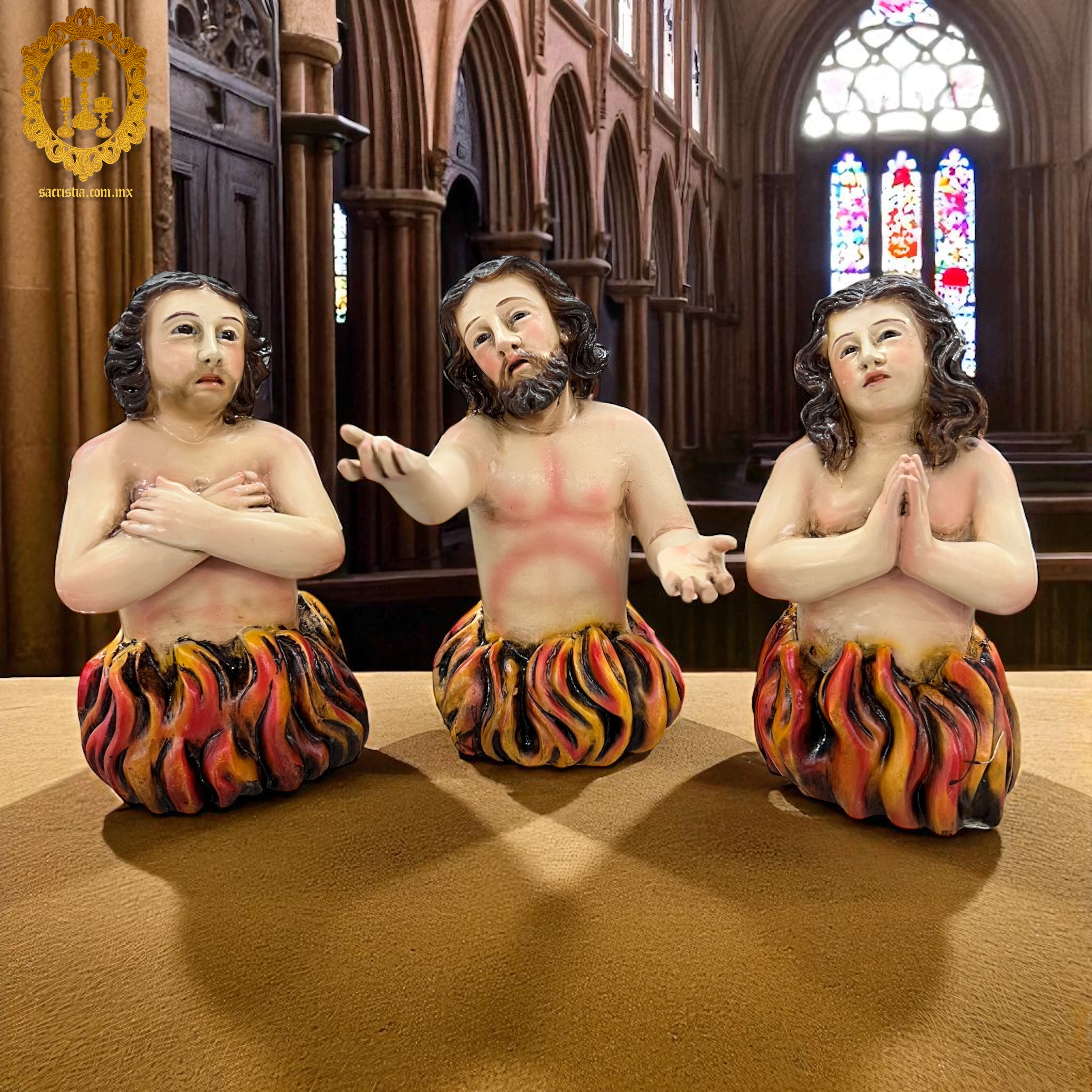 Set de tres animas del Purgatorio 15cm Anima