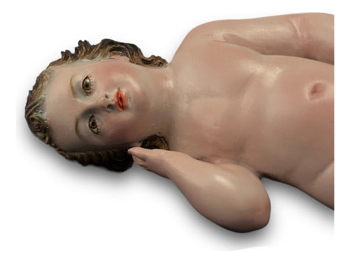 Niño Dios Talla En Madera Al Oleo Avejigado 21cm