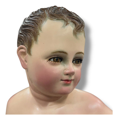 Niño Dios Talla En Madera De Cedro, Acabado Bruñido 32cm