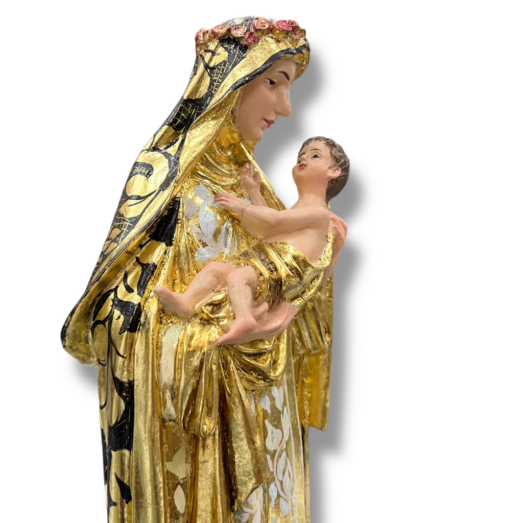 Santa Rosa De Lima En Terminado Fino Con Hoja De Oro 29cm