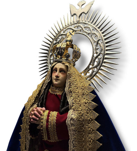 Virgen De Los Dolores De Soriano Para Vestir Y Bruñida 90cm