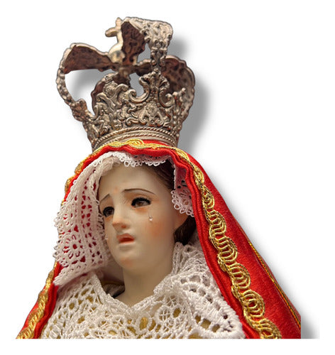 Virgen De Los Dolores Tallada En Madera Con Accesorios 57cm