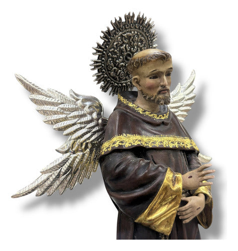 San Francisco De Asís Seráfico Tallado En Madera 36cm