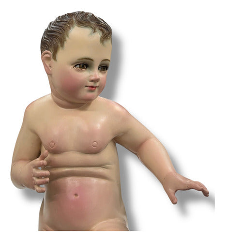 Niño Dios Talla En Madera De Cedro, Acabado Bruñido 32cm