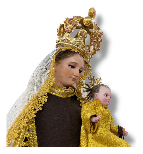 Virgen Del Carmen Para Vestir Y Bruñida Con Accesorios 60cm