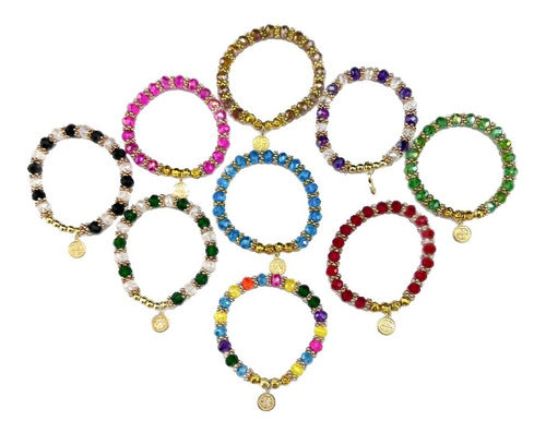 50 Pulseras De Cristal Con Medalla De San Benito Abad (exorc