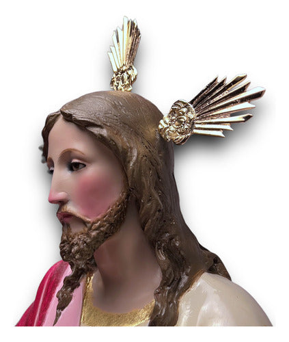 Sagrado Corazón De Jesús En Óleo Bruñido Con Potencias 138cm