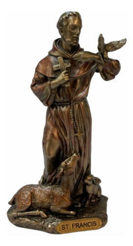 San Francisco De Asis Figura Terminado Bronce Detallada