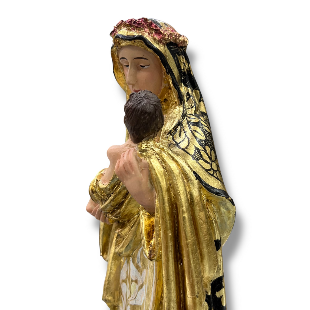 Santa Rosa De Lima En Terminado Fino Con Hoja De Oro 29cm