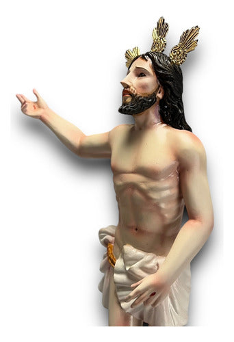 Cristo Resucitado Tallado En Madera 36cm