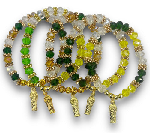 100 Pulseras San Judas Tadeo De Cristal Con Medalla