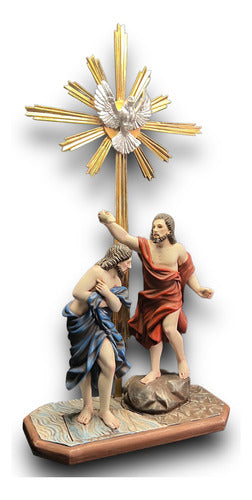 San Juan Bautista Y Jesús O Bautismo De Jesús En Madera 30c