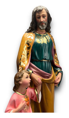 San José Con Niño Jesús De Pie Acabado En Hoja De Oro 64cm