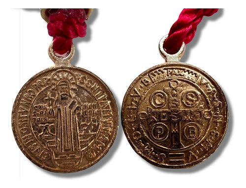 Lote De 10 Pulseras De Madera Medalla De San Benito