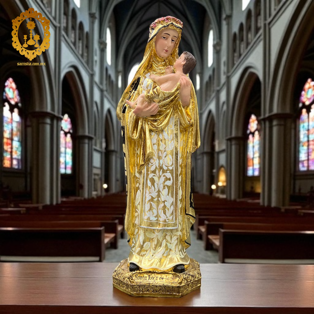 Santa Rosa De Lima En Terminado Fino Con Hoja De Oro 29cm