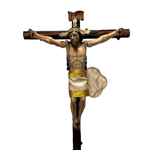 Cristo De Base  Articulado De Brazos Talla En Cedro 110