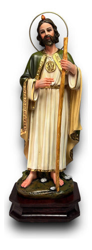 Figura De San Judas Tadeo 48cm Filetes En Hoja De Oro