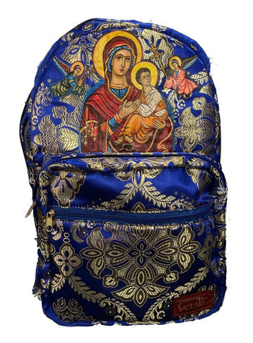 Mochila Brocado Estilo Sacristia Virgen Del Perpetuo Socorro