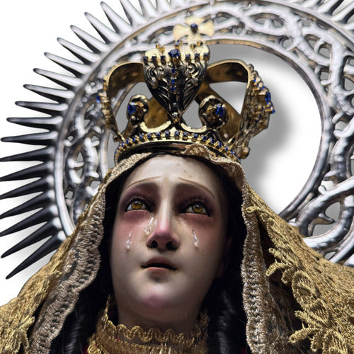 Virgen De Los Dolores De Soriano Para Vestir Y Bruñida 90cm