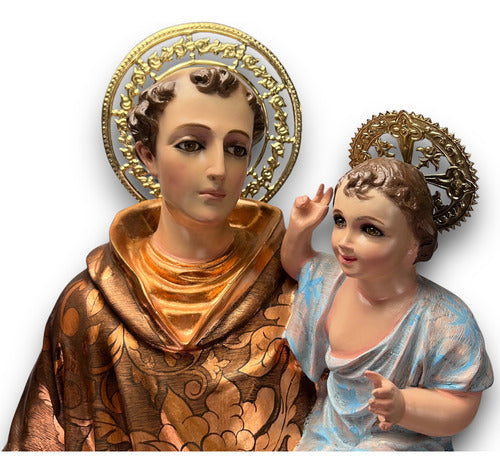 San Antonio De Padua Decorado En Hoja De Cobre 107cm