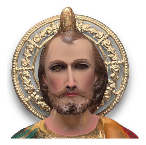 San Judas Tadeo 88cm Al Óleo Hoja De Oro Tipo San Hipolito