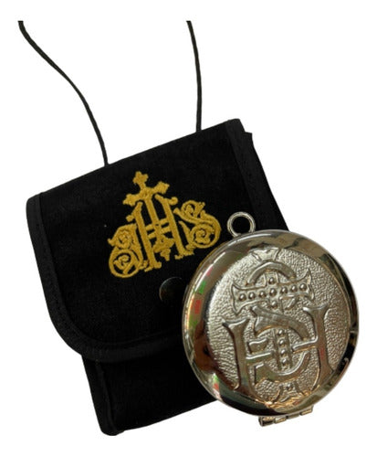 Set Porta Relicario Y Píxide Niquelado Ministros Eucaristía