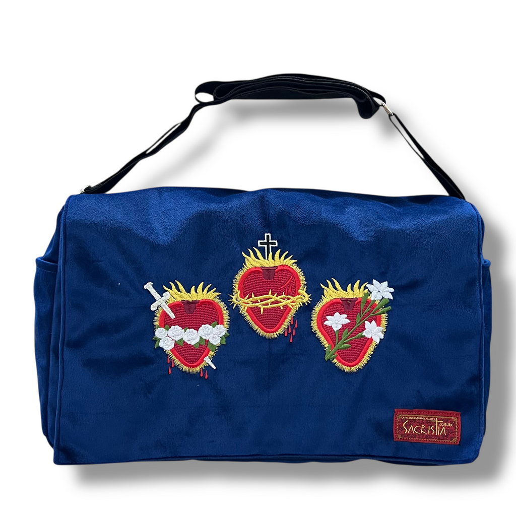 Sacri Mochila Mensajero Bordada Tres Corazones