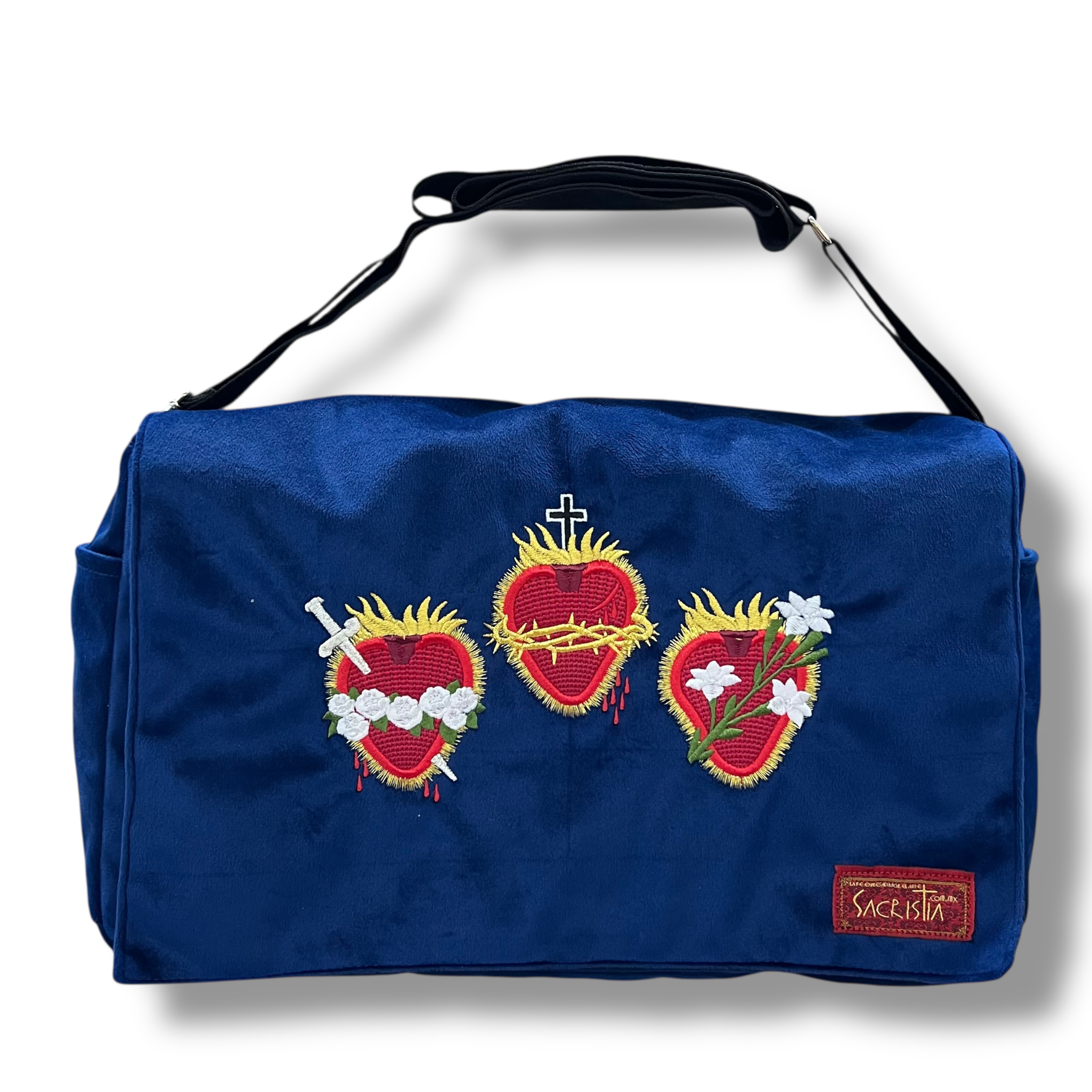 Sacri Mochila Mensajero Bordada Tres Corazones