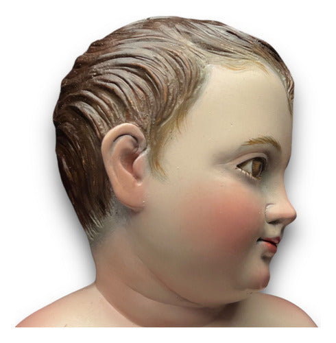 Niño Dios Talla En Madera De Cedro, Acabado Bruñido 32cm