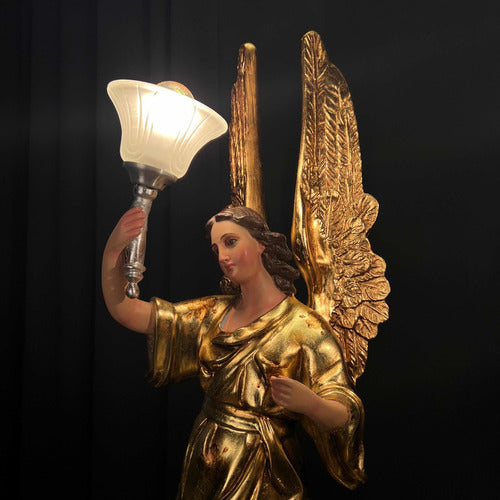 Par De Ángeles Custodios 80cm Hoja De Oro
