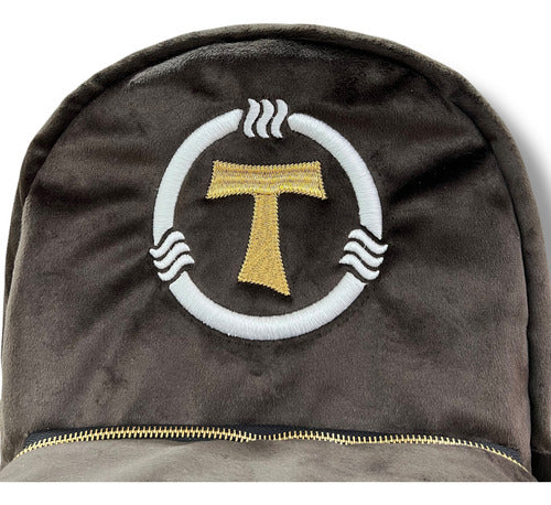 Mochila Sacristía O Sacrimochila 4.0 Bordada Franciscana Cruz De Tau Con Bolsa Desmontable