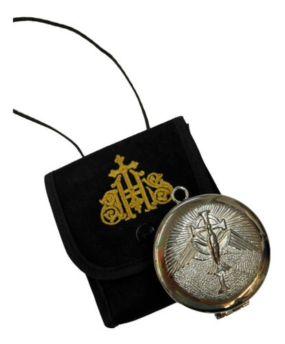 Set Porta Relicario Y Píxide Niquelado Ministros Eucaristía