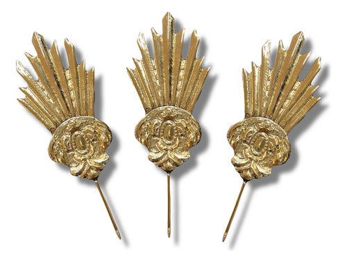 Juego De 3 Potencias Chapa De Oro 12cm