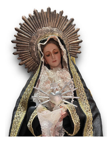 Dije Corazón Con 7 Dagas O Dolores En Plata De 8cm X 5cm