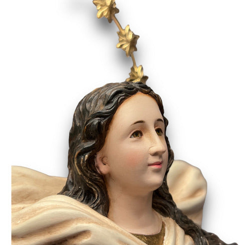 Asunción De La Virgen María En Madera Y Hoja De Oro 54cm