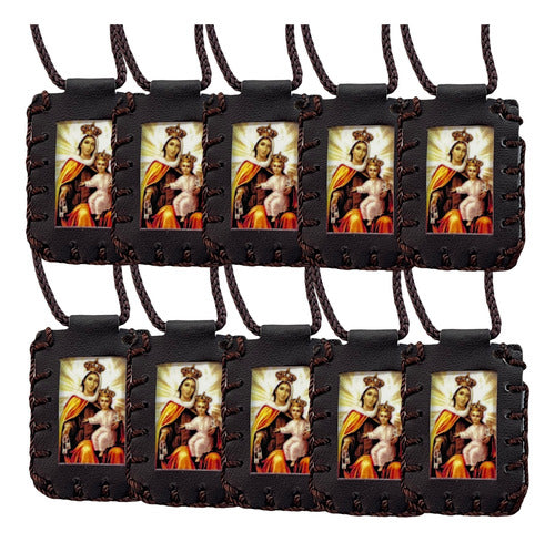 Lote 10 Escapularios Virgen Del Carmen Con Anagrama De María